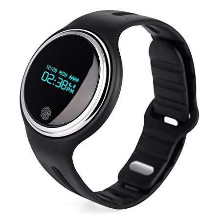 New Design Smart Wristband E07 Waterproof Bluetooth 4.0 OLED Display Smartwatch Smart Bracelet With Pedometer SMS Reminder Sleep Fitness Activity Calorie Tracker Watch For Android and IOS (Black)