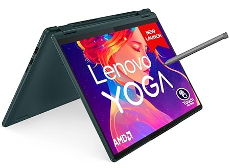 Lenovo Yoga 6 AMD Ryzen 5 7530U 13.3"(33.7cm) WUXGA 2-in-1 300Nits Laptop(16GB/512GB SSD/Win 11/Office 2021/Backlit KB/Digital Pen/1Yr Warranty/Alexa/3 Month Game Pass/Dark Teal/1.37Kg), 83B2005TIN