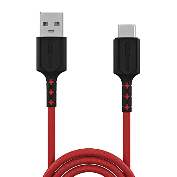 Portronics Konnect Dash Type-C Charging Cable Fast Charging 5.0A with Data Transfer, 1 meter with Leather Finish