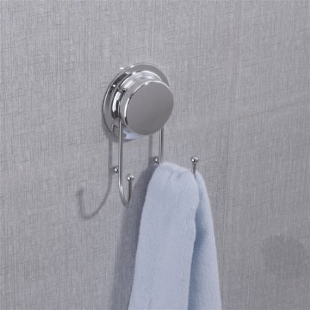 Gaoyu Suction Cup Double Hooks Heavy Duty Chrome Stainless Steel Wall Hooks Clothes Hangers for Home Kitchen Bathroom Coats Hats Keys Bags - NO TOOLS REQUIRED