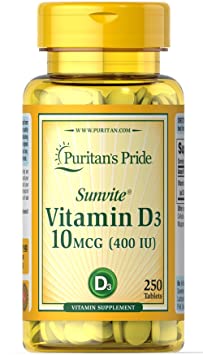 Puritan's Pride Vitamin D3 10 mcg (400 IU)-250 Tablets