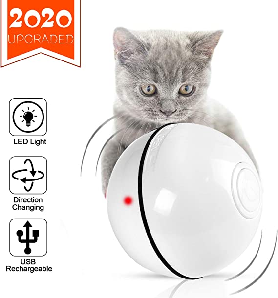 M JJYPET Cat Ball Toys with Led Red Dot,Rechargeable Self Rotating Ball,Automatic Ball Toy for Cats and Kitten