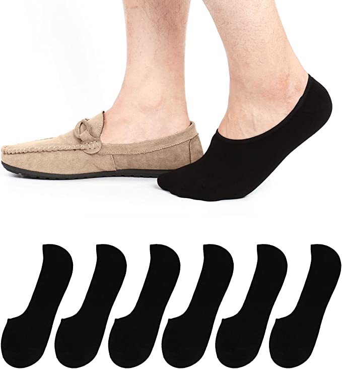 6 Pack Mens No Show Socks Casual Low Cut Thin Loafers Non Slip Boat Liners