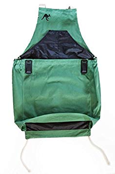 Roo Garden Apron - Garden, Kitchen and Harvest Smock with Bib, Storage Pockets and Canvas Collection Pouch - Womens 1 Size Fits all - Cotton Canvas, Machine Washable - Leaf Green
