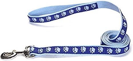 Guardian Gear Nylon Two-Tone Pawprint Dog Leash, 4-Feet x 5/8-Inch Lead, Blue