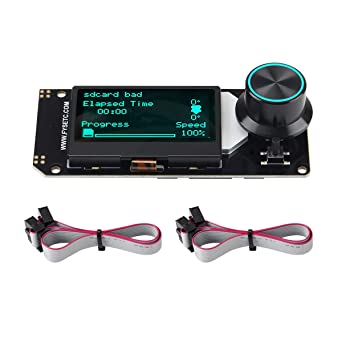 FYSETC V2.1 RGB Mini 12864 Graphic LCD Screen Smart Display Controller Board Supports Marlin DIY SD Card with Cable for RAMPS 1.4 3D Printer Parts Accessories-RGB Black on White Backlight