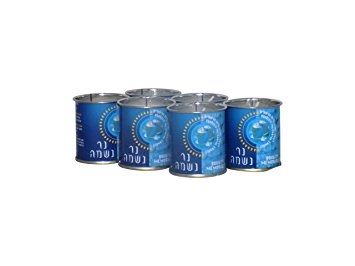 24 Hour Yartzeit Memorial Candle in Tins (6 Pack)- White Perffin Wax Candle Burning Time Aprox. 1 Day
