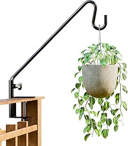 Deck Bird Feeder Hanger for Railing, 18inch Deck Hook for Bird Feeder Pole, Durable 3 Layers Powder Coated & Sturdy 1 Piece Solid Steel Construction for Hanging Decorations, 360 Degree Rotation