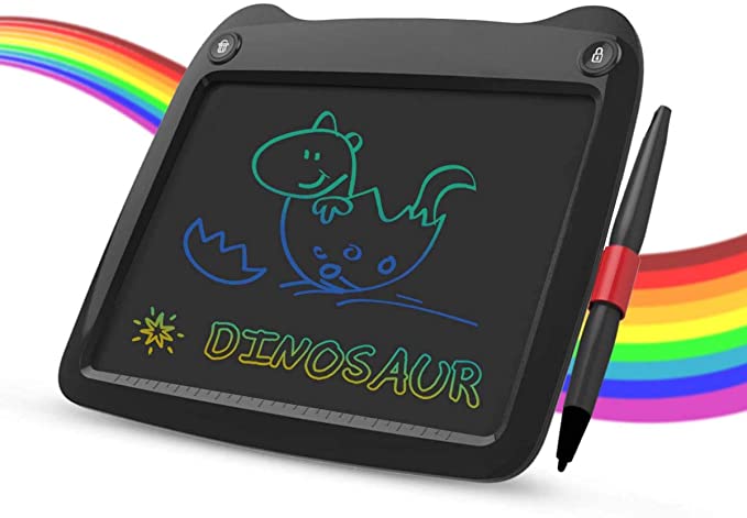 LCD Writing Tablet, 9 Inch Colorful Toddler Doodle Board Drawing Tablet, Erasable Reusable Electronic Drawing Pads, Educational and Learning Toy for 2-6 Years Old Boy and Girls (Black)