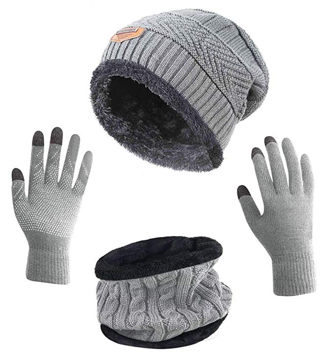 HINDAWI Winter Slouchy Beanie Gloves for Women Knit Hats Skull Caps Touch Screen