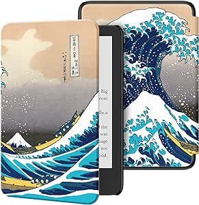 Ayotu Slim Case for 6" All-New Kindle (11th Generation 2022 Release), Colorful PU Leather Smart Cover with Auto Wake/Sleep, ONLY Fit 6 inch Basic Kindle 2022 Release, Surfing in Kanagawa