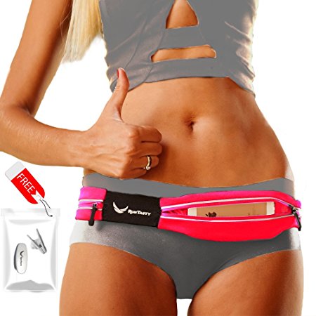 [Voted #1 Running Belt] The Runtasty Runners Fanny Pack for iPhone 6, 7, 7 Plus & Android Samsung. No Bounce, Waterproof, Dual Pocket, Fitness & Travel Belt! Sleekest, Most Durable in the World!