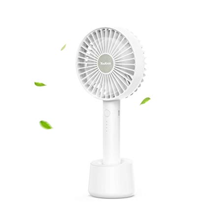 Yoobao Handheld Fan 3300mAh Portable Desk Fan 3 Speed Mode Mini Fan with Charging Stand USB Rechargable Table Fan for Baby,Travel,Home and Office - White