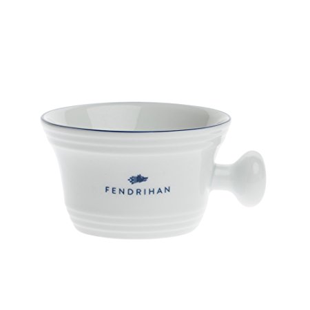 Fendrihan Porcelain Apothecary Shaving Mug, Hand-Painted Rim (Dark Blue)