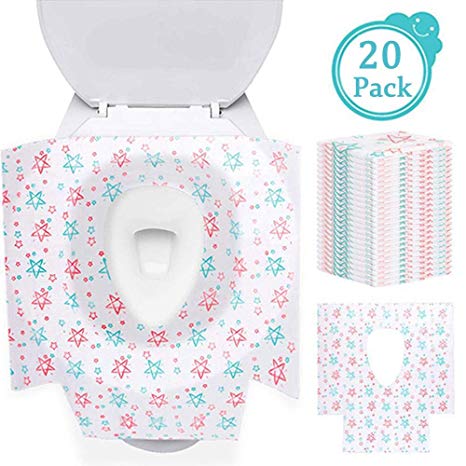 Toilet Seat Covers 20 Pack Disposable Waterproof Toilet Seat Cover Travel Set, 60cm X 65cm Large Full Cover Thicken Non-woven Fabric Toilet Seat Cushion For Toddler Children Family