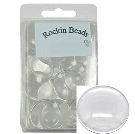 Rockin Beads Brand, 20 Clear Glass Dome Tile Cabochon Clear 30mm 1.18 Inch Non-calibrated Round