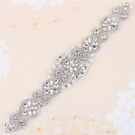 XINFANGXIU Crystal sashes for wedding, Wedding Bridal Belt, Braided Rhinestone Sash, Women Formal Dress Belts - Silver