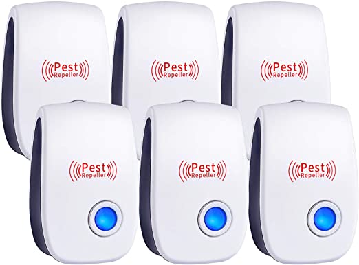 WahooArt Ultrasonic Pest Repeller 6 Pack, 2020 Upgraded Electronic Pest Repellent Plug in Indoor Pest Control for Insects, Mosquito, Mouse, Cockroaches, Rats, Bug, Spider, Ant, Human and Pet Safe