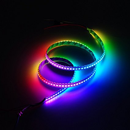 BTF-LIGHTING WS2812B 144 leds/pixels/m Black PCB Individual Addressable Full Color led pixel strip Dream Color Waterproof in silicon coating IP65 3.2FT 1m