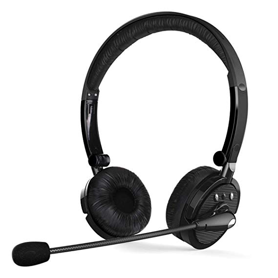 Bluetooth Headsets with Mic, Noise Cancelling Wireless Bluetooth Headphones Hands Free On Ear Phone Headset with Boom Microphone for iPhone,Office Phone Call Center Customer Service PC PS4 TV Trucker