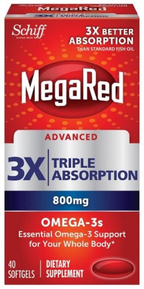 MegaRed Advanced Triple Absorption 800mg, 40 softgels - Omega-3 Fish Oil Supplement