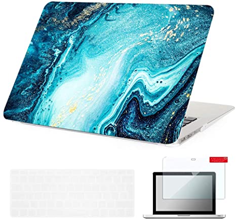 Se7enline MacBook Air Case 13 Inches 2009-2017 Laptop Covers A1369/A1466 Hard Case Durable Frosted Coated Cover for MacBook Air13-Inch with TPU Keyboard Cover,Screen Protector, River Sand Pattern