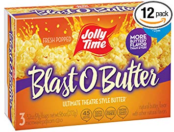 Jolly Time Blast O Butter Ultimate Movie Theatre Microwave Popcorn - 3-Count Boxes (Pack of 12)