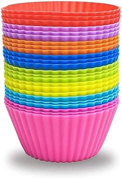Reusable Baking Cups, Silicone Baking Cups Cupcake Liners Muffin Cases Silicone Muffin Liners Muffin Tin Cups Moulds for Cake Balls, Muffins, Cupcakes(24pcs)