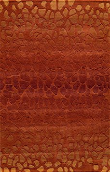 Momeni Rugs DELHIDL-33PAP5080 Delhi Collection, 100% Wool Hand Carved & Hand Tufted Contemporary Area Rug, 5' x 8', Paprika