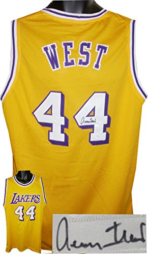 Jerry West signed Los Angeles Lakers Gold Throwback Prostyle Jersey- JSA Hologram