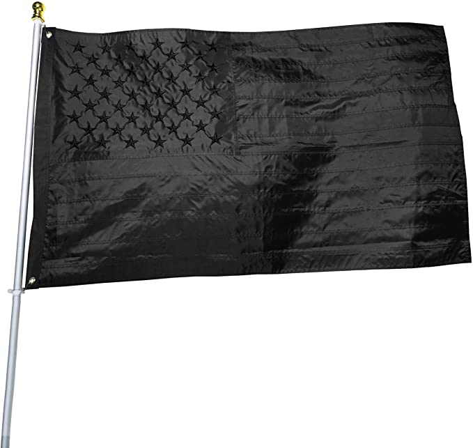 Black American Flag 3x5 ft: Heavy Duty US Flag Made from Nylon - Embroidered Stars - Sewn Stripes - UV Protection Perfect for Outdoors! (Not Include Pole)
