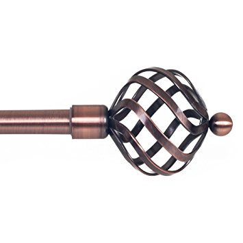 Lavish Home Twisted Sphere Curtain Rod for Window, 3/4-Inch, Copper