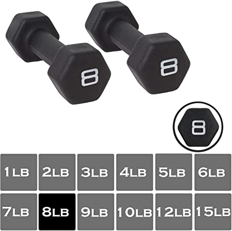 BLACK Neoprene Dumbbell (Sold in pairs) Non-Slip, Hex Shape, Free weights set for Muscle Toning, Strength Building, Weight Loss - Perfect for Home Use and Small Personal Training Studio