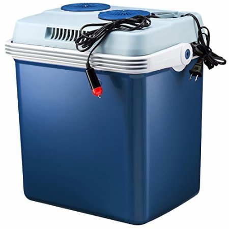 Knox 27 Quart Electric Car Refrigerator Cooler and Food Warmer (Blue) with Built in Car and House Plug