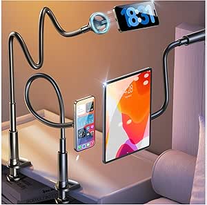 LISEN Tablet iPad Holder for Car & Magsafe Phone Holder for Desk Bed Flexible Cell Phone Holder Stand Mount for Bed Overhead