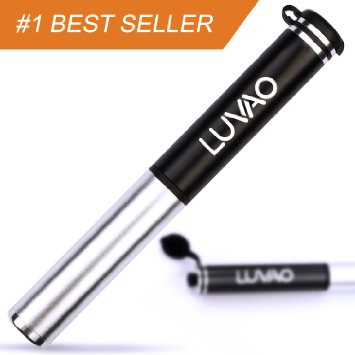 Best Mini Bicycle Pump by Luvao® - Amazing for Bicycles, Prams and Wheelchairs - Durable and Light - Compatible with Presta and Shrader Valves - 100% Satisfaction Guarantee