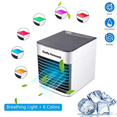 Top-Spring Arctic air Ultra Portable Mini air Cooler Air-Conditioning Fan,USB Charging humidifier Fan Cooling and Cooling,air Conditioning Filter humidifier Triple 3 Speeds 7 Colors LED Night Light