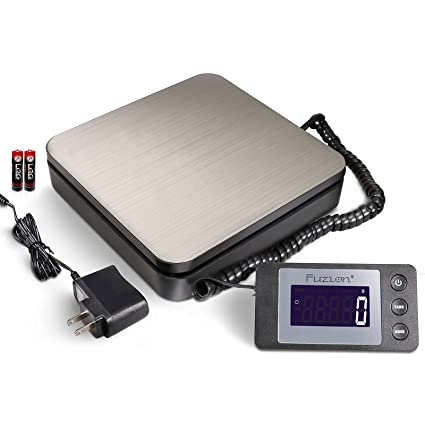 Fuzion 88Lb x 0.1oz Digital Shipping Scale, Durable Stainless Steel Postal Scale with Tare Function 4 Weighing Modes g / oz / kg / lb, Shipping Scale for Packages, Small Business with Ac Adapter