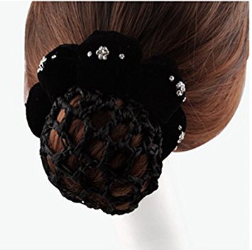 Skyvan Crystal Floral Snood Net Barrette Hair Clip Bun Cover
