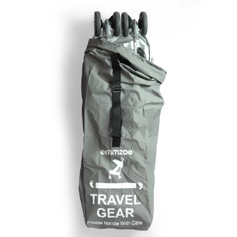 Emmzoe Premium Umbrella Stroller Airport Gate Check Travel Storage Bag Features Durable Nylon, Foldable Pouch, Hand / Shoulder Strap (Gray)