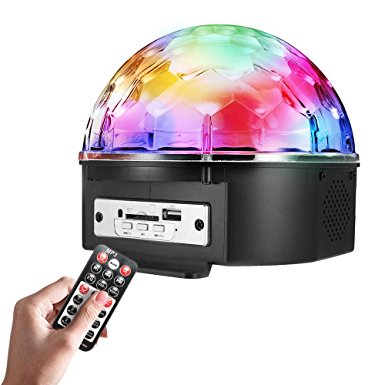 Stage Lights,SOLMORE 9 Color LED DJ Disco Lights Party Lights Rotating Crystal Magic Ball Lights Sound Activated Strobe Effect Light with Remote Control MP3 Play for Wedding Party KTV Club Pub Show