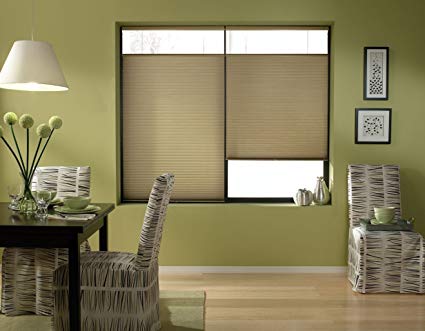 Cordless Top Down Bottom Up Cellular Honeycomb Shades, 58W x 38H, Amber, Any Size 19-72 wide