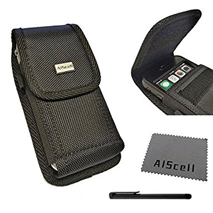 Samsung Galaxy 8  plus /J7/ S7 edge/Note5/NOTE 4~TOUGH Nylon Pouch Case Black Vertical Metal Clip Holster Cleaning Cloth Stylus Pen[Fits Phone OTTERBOX DEFENDER/LIFEPROOF/THICK ARMOR PROTECTIVE cover]