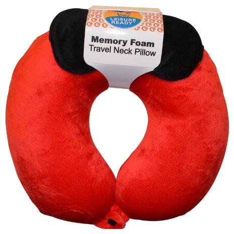Neck Pillow for Sleeping - Memory Foam - Best Travel Pillows for Car Trips or Airplane Flight - Neck & Shoulder Support & Pain Relief - Orthopedic Cervical U Shaped for Adults or Kids (Red)