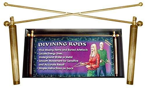 Dowsing Rods with Handles for Ghost Hunting & Gold - Brass - Divining L Rods as Recommended by Wiccan Raymond Buckland 30 cm / 12 inches Long, Handles 15cm / 6 inches, Great Spiritual Present! Use to find lost objects, water, measure auras & geopathic stress