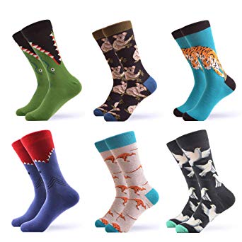 WeciBor Men's Dress Cool Colorful Fancy Novelty Funny Casual Combed Cotton Crew Socks Pack