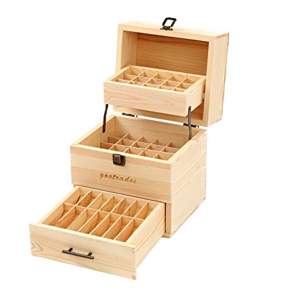 Essential Oil Wooden Box - 59 Bottles - Holds 45:5,10,15ml and 14:10ml Roller Bottles, Perfect Oil Storage/organizer Case for Gift, Travel, Cosmetics and Presentation(Inner Height 3.5 inch)