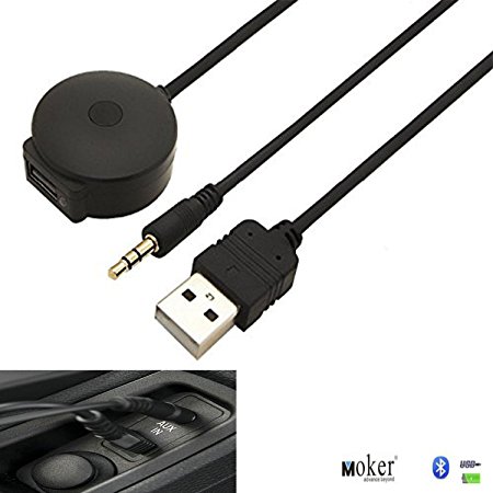 Moker Bluetooth Car Kit for BMW,Mini Coopers,Android and iPhone Bluetooth USB Flash Charger MP3 Music Cable for in car iPod Integration (USB / AUX connector)