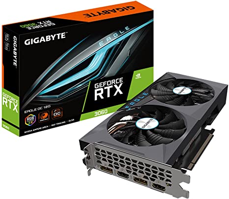 GIGABYTE GeForce RTX 3060 Eagle OC 12G (REV2.0) Graphics Card, 2X WINDFORCE Fans, 12GB 192-bit GDDR6, GV-N3060EAGLE OC-12GD REV2.0 Video Card