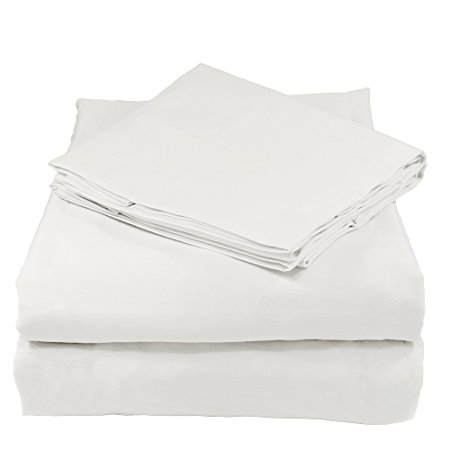 Whisper Organics GOTS Certified Organic 200 Thread Count Soft Cotton Queen Bed Sheet Set, White